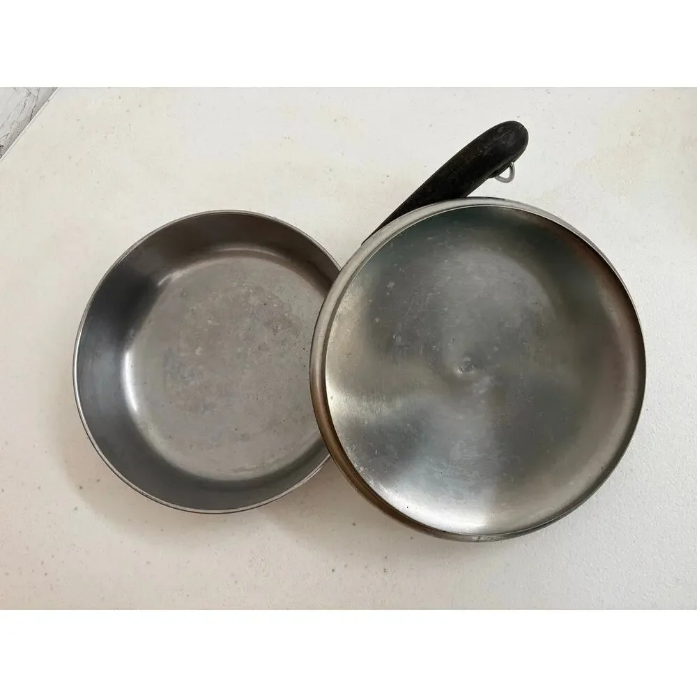Vintage Revere Ware riverside CA 1801 copper clad frying pan with lid